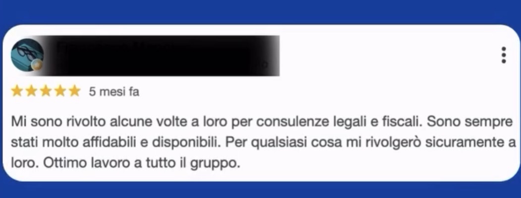 Recensione: affidabilità e disponibilità nelle consulenze legali e fiscali